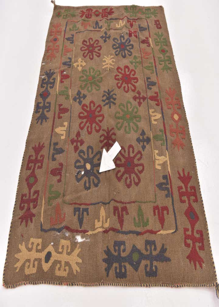 4' 10 x 6' 4 Hand Woven Kilim Suzani Wool Rug