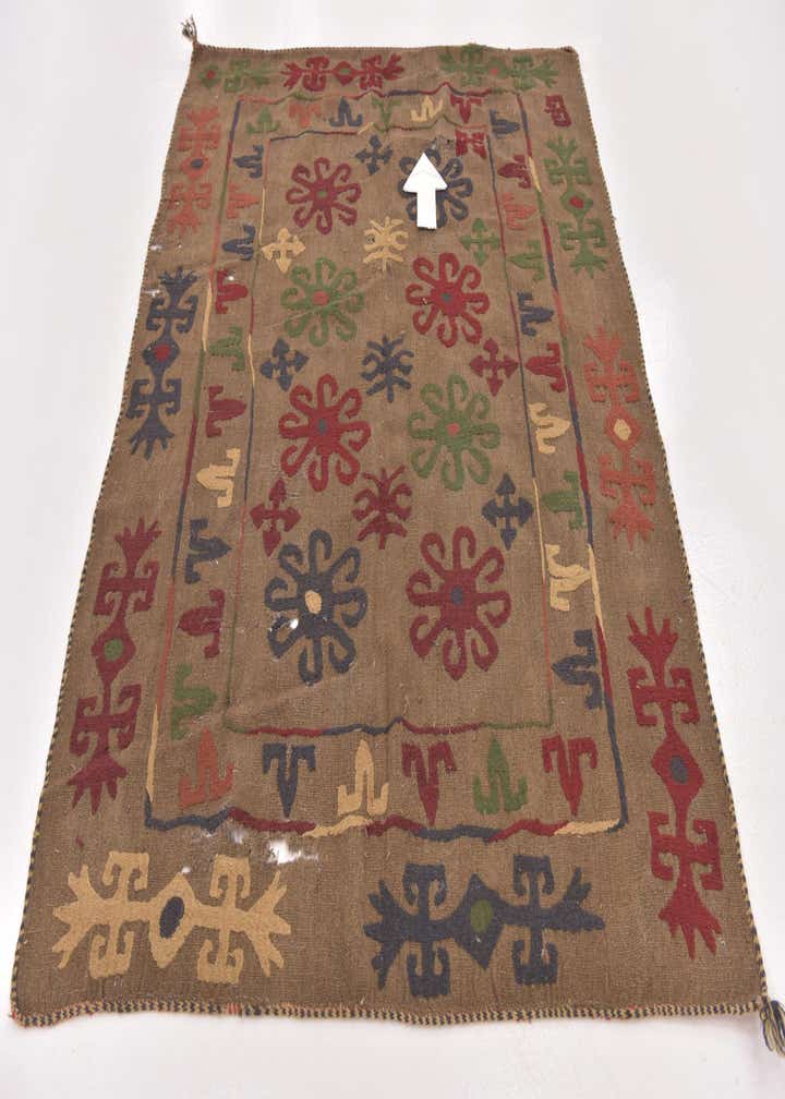 4' 10 x 6' 4 Hand Woven Kilim Suzani Wool Rug
