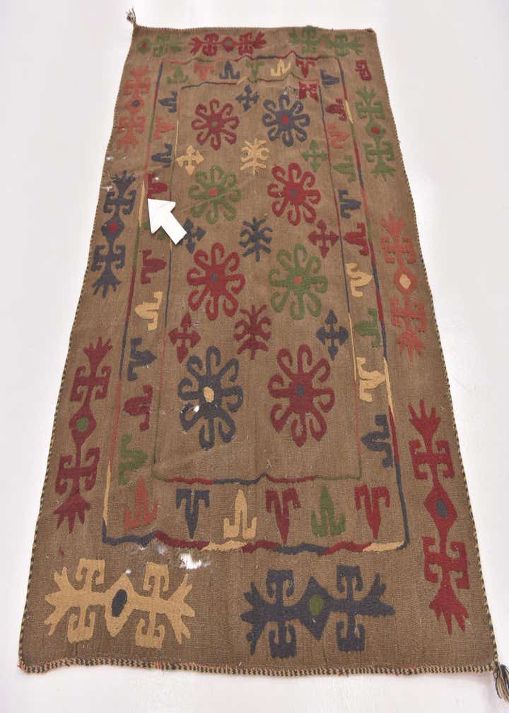 4' 10 x 6' 4 Hand Woven Kilim Suzani Wool Rug