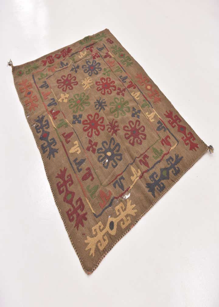 4' 10 x 6' 4 Hand Woven Kilim Suzani Wool Rug