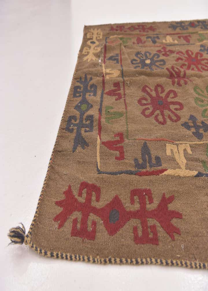 4' 10 x 6' 4 Hand Woven Kilim Suzani Wool Rug