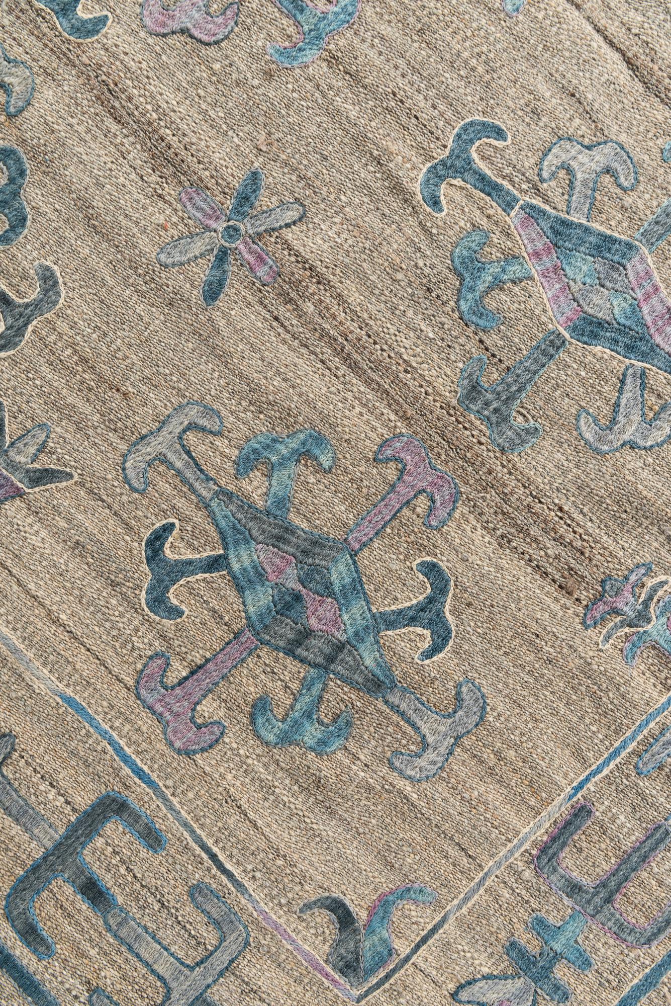 5' 7 x 6' 9 Hand Woven Kilim Suzani Wool Rug