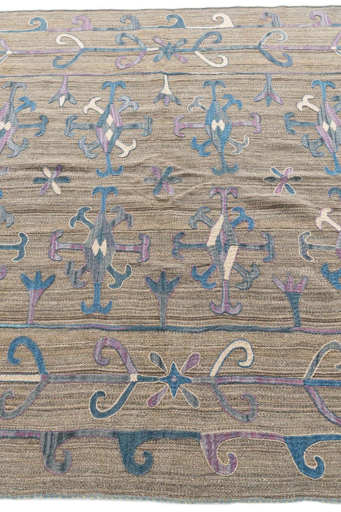 5' 7 x 7' 1 Hand Woven Kilim Suzani Wool Rug
