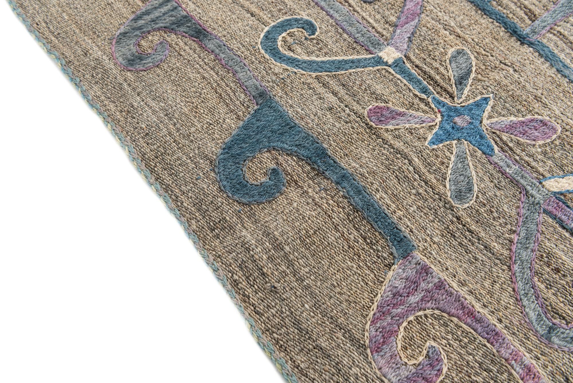 5' 7 x 7' 1 Hand Woven Kilim Suzani Wool Rug