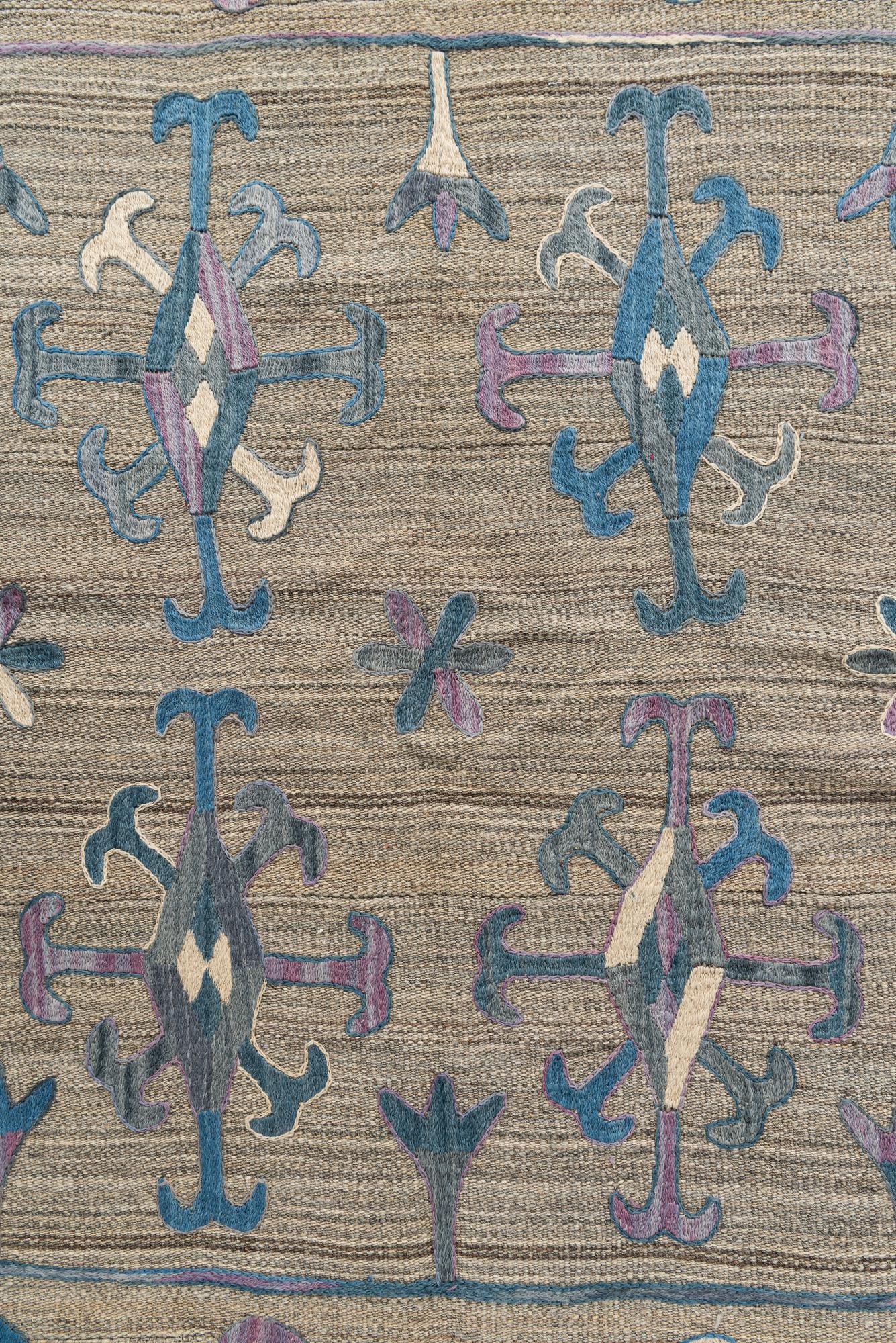 5' 7 x 7' 1 Hand Woven Kilim Suzani Wool Rug
