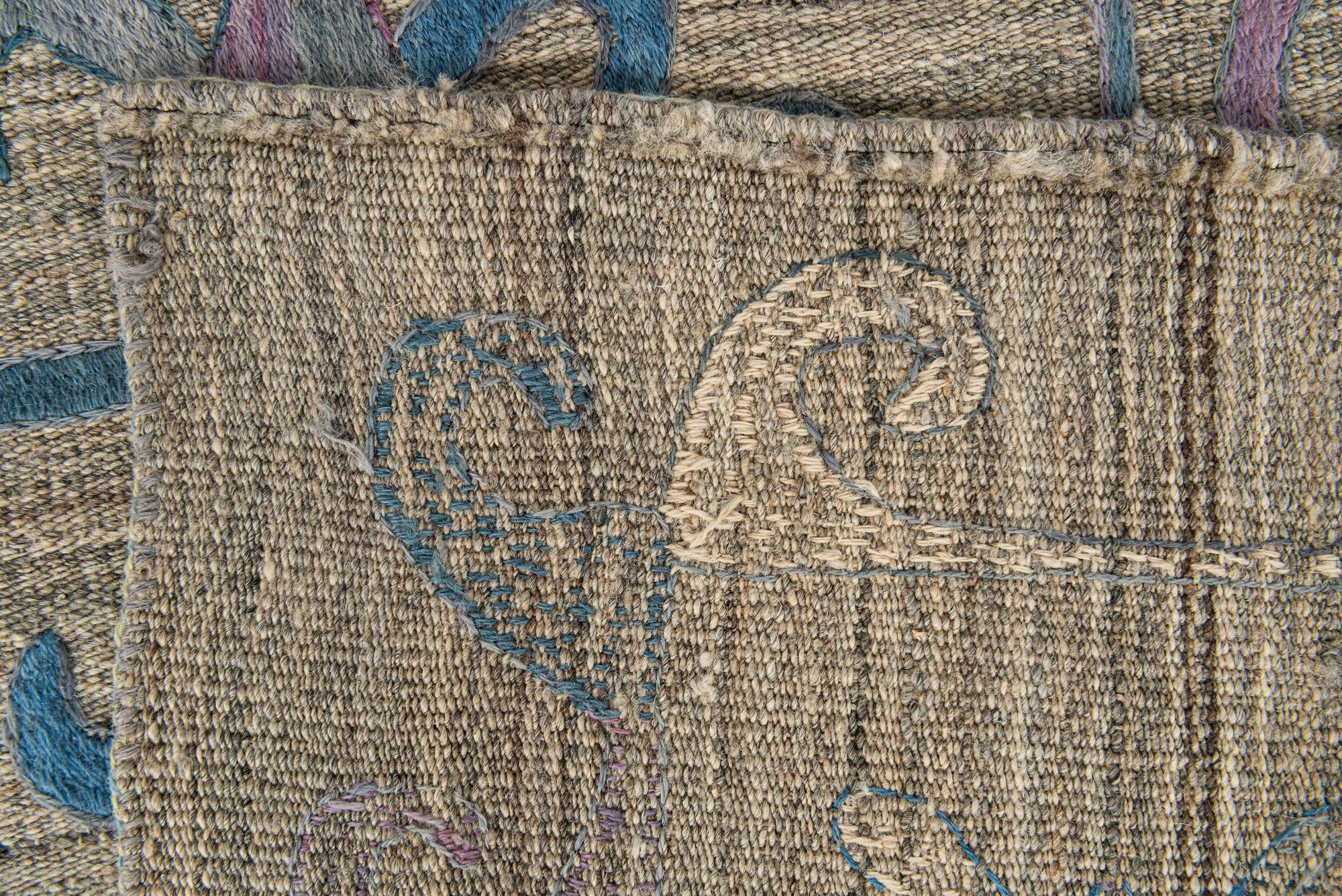 5' 7 x 7' 1 Hand Woven Kilim Suzani Wool Rug