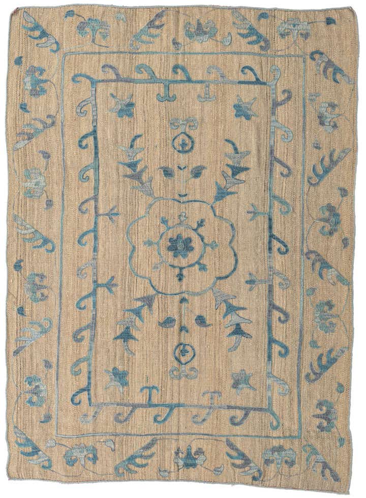 5' 8 x 7' 8 Hand Woven Kilim Suzani Wool Rug