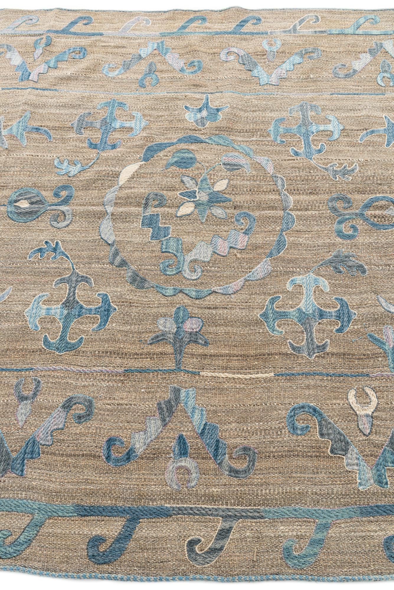 5' 6 x 7' 7 Hand Woven Kilim Suzani Wool Rug