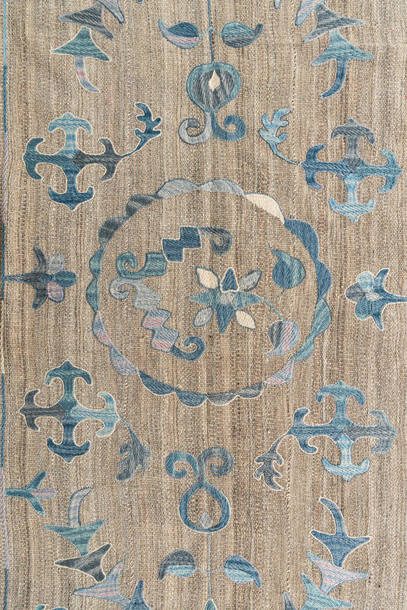 5' 6 x 7' 7 Hand Woven Kilim Suzani Wool Rug