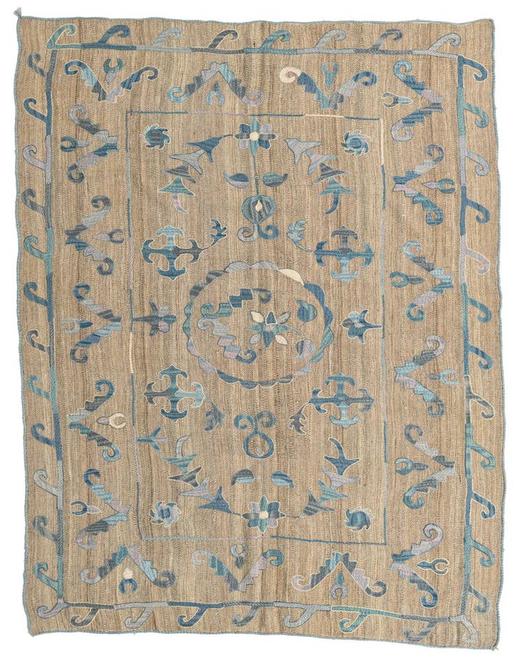 Detail image of 5' 6 x 7' 7 Hand Woven Kilim Suzani Wool Rug