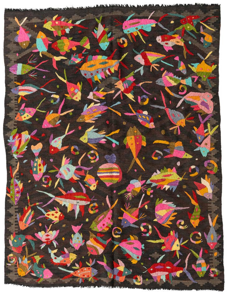 Detail image of 5' x 6' 2 Hand Woven Kilim Suzani Wool Rug