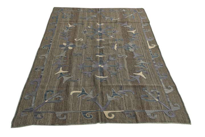 4' 7 x 6' 7 Hand Woven Kilim Suzani Wool Rug