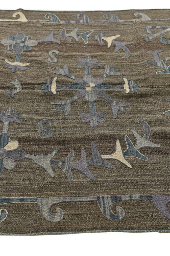 4' 7 x 6' 7 Hand Woven Kilim Suzani Wool Rug