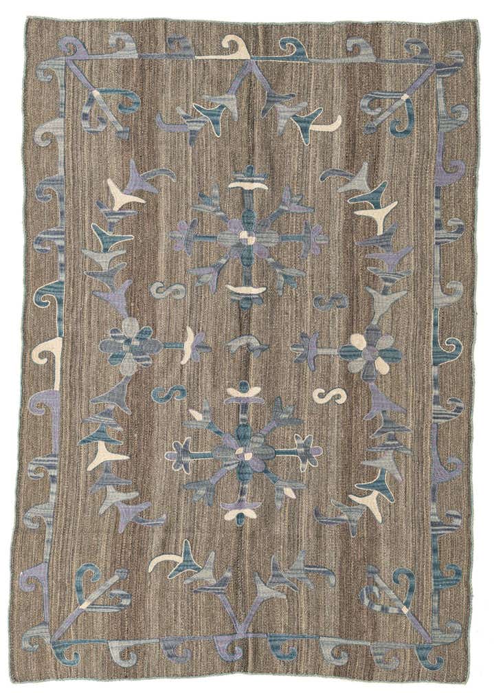 4' 7 x 6' 7 Hand Woven Kilim Suzani Wool Rug
