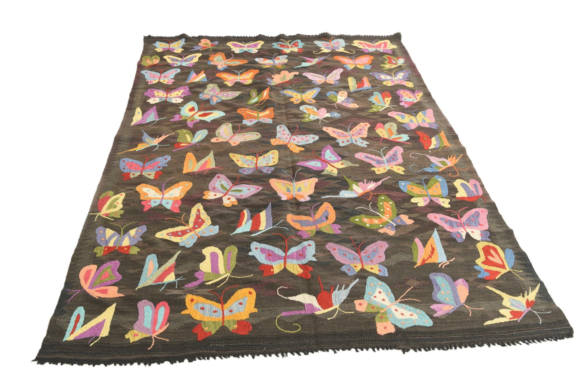 5' 3 x 7' 9 Hand Woven Kilim Suzani Wool Rug