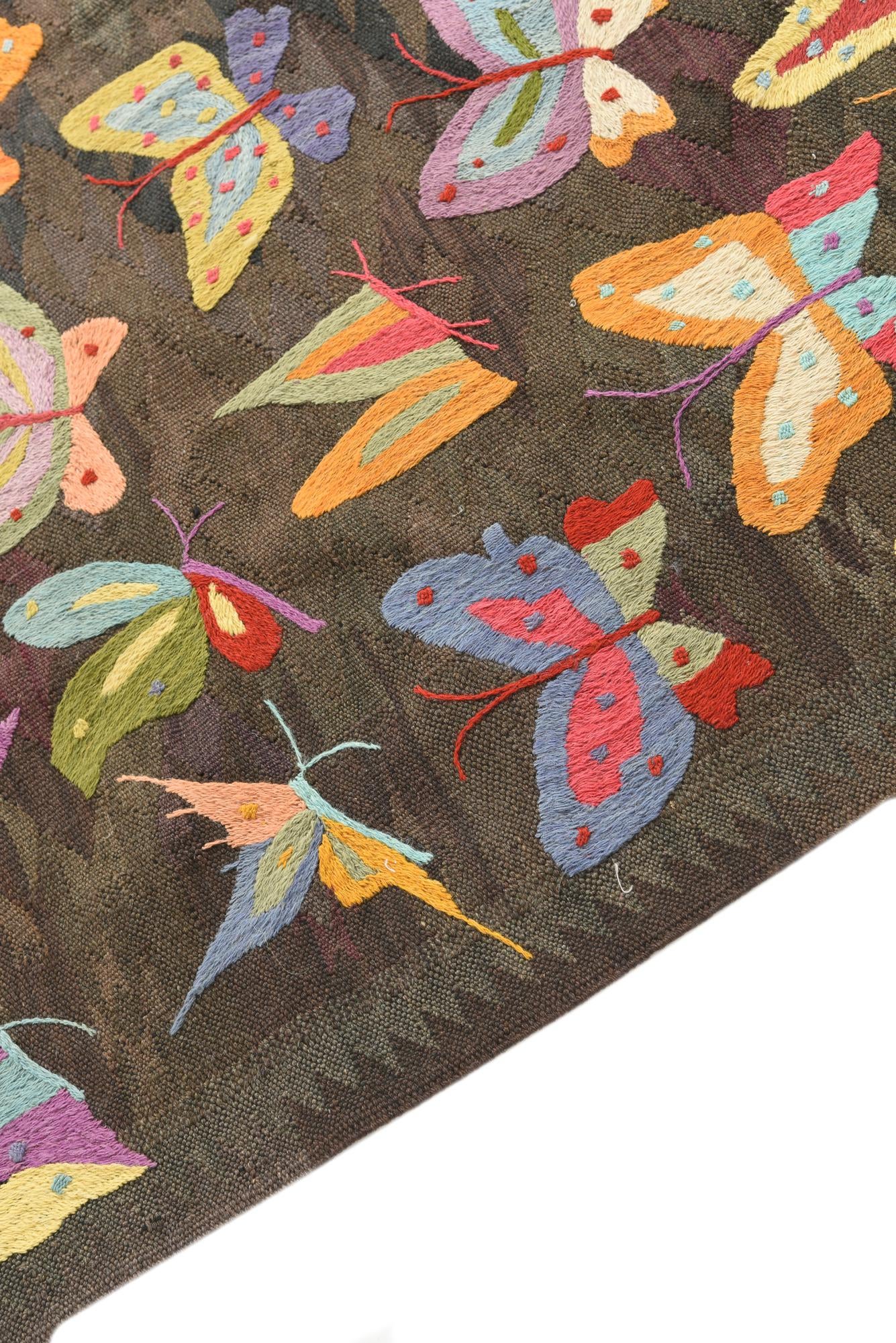 5' 3 x 7' 9 Hand Woven Kilim Suzani Wool Rug