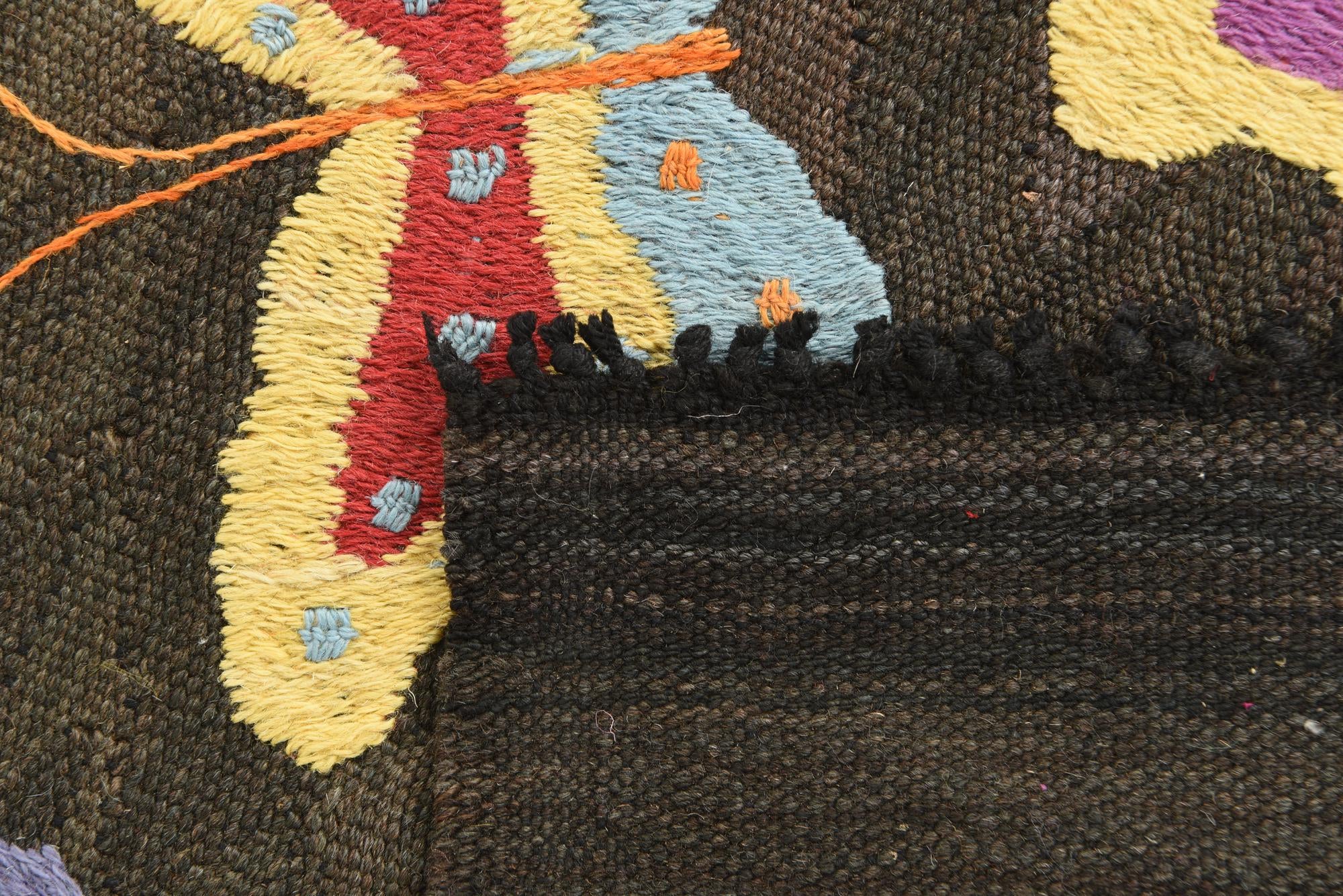 5' 3 x 7' 9 Hand Woven Kilim Suzani Wool Rug