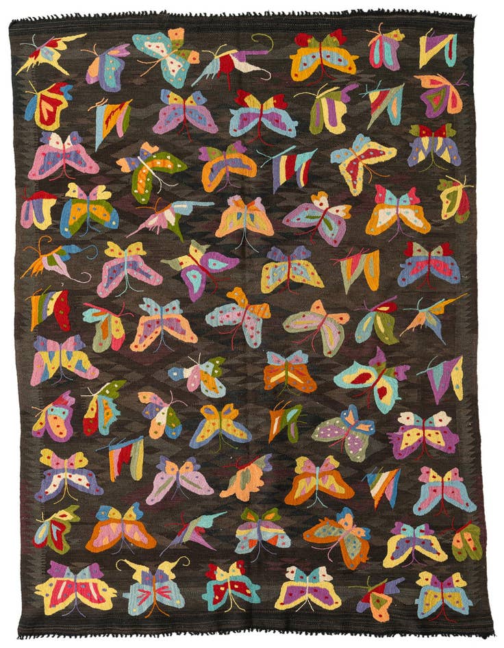 Detail image of 5' 3 x 7' 9 Hand Woven Kilim Suzani Wool Rug
