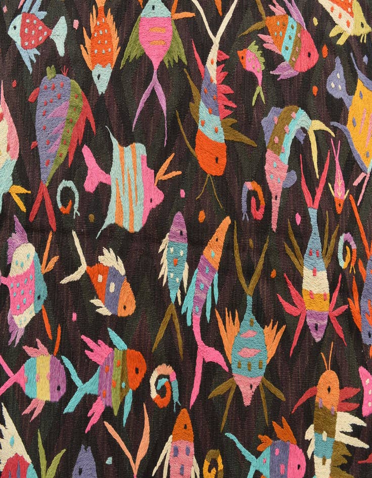 Detail image of 4' 7 x 6' 3  Hand Woven Kilim Suzani Wool Rug