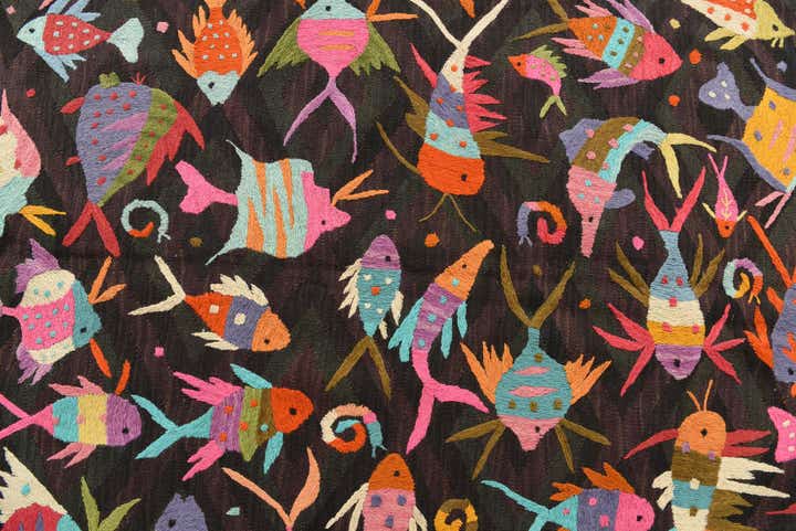 140cm x 190cm Handgeweven Kilim Suzani Wol Vloerkleed