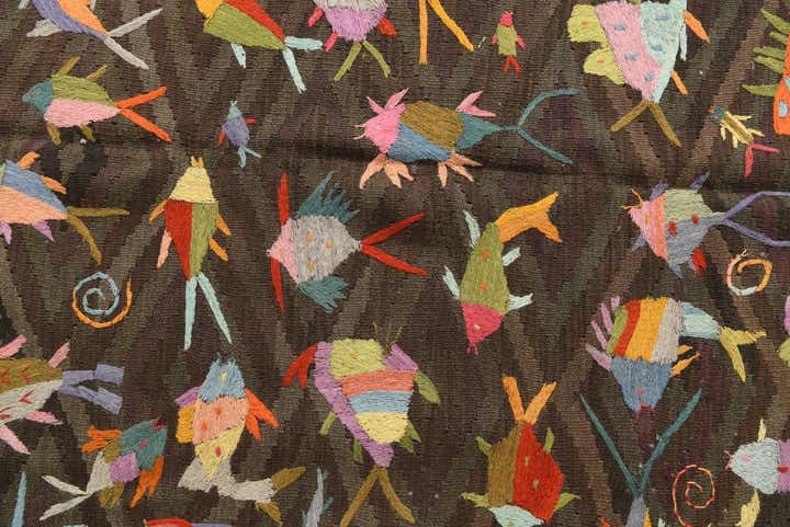 4' 9 x 6' 10 Hand Woven Kilim Suzani Wool Rug