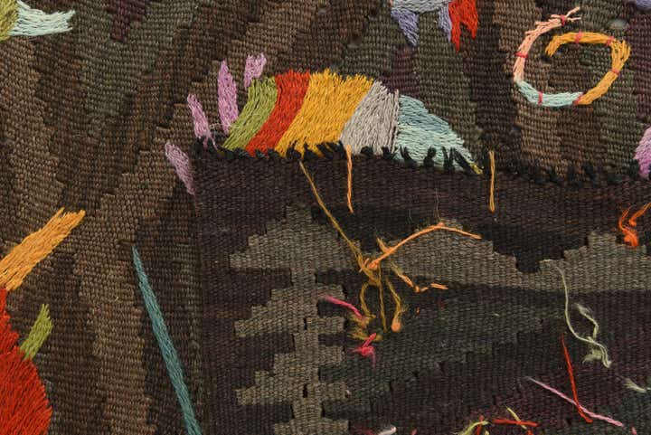 4' 9 x 6' 10 Hand Woven Kilim Suzani Wool Rug