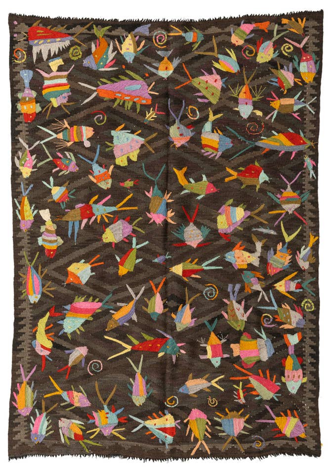 Detail image of 4' 9 x 6' 10 Hand Woven Kilim Suzani Wool Rug
