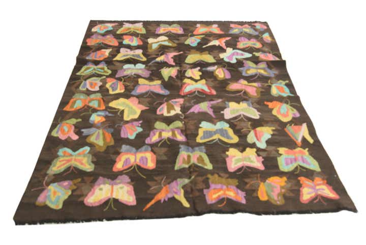 4' 10 x 6' 6 Hand Woven Kilim Suzani Wool Rug