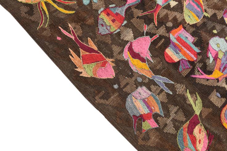 Detail image of 7' x 9' 4 Hand Woven Kilim Suzani Wool Rug