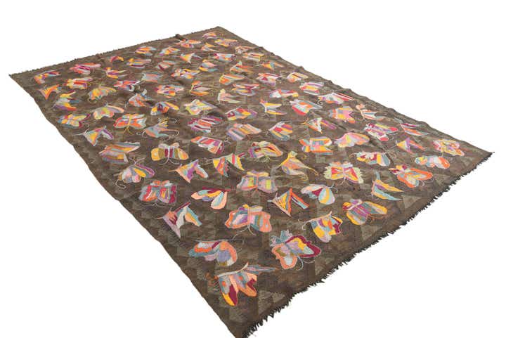 6' 4 x 9' 2 Hand Woven Kilim Suzani Wool Rug