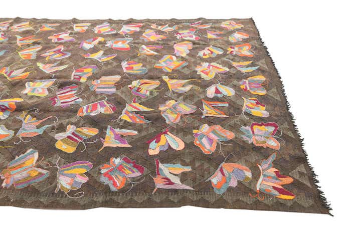 6' 4 x 9' 2 Hand Woven Kilim Suzani Wool Rug
