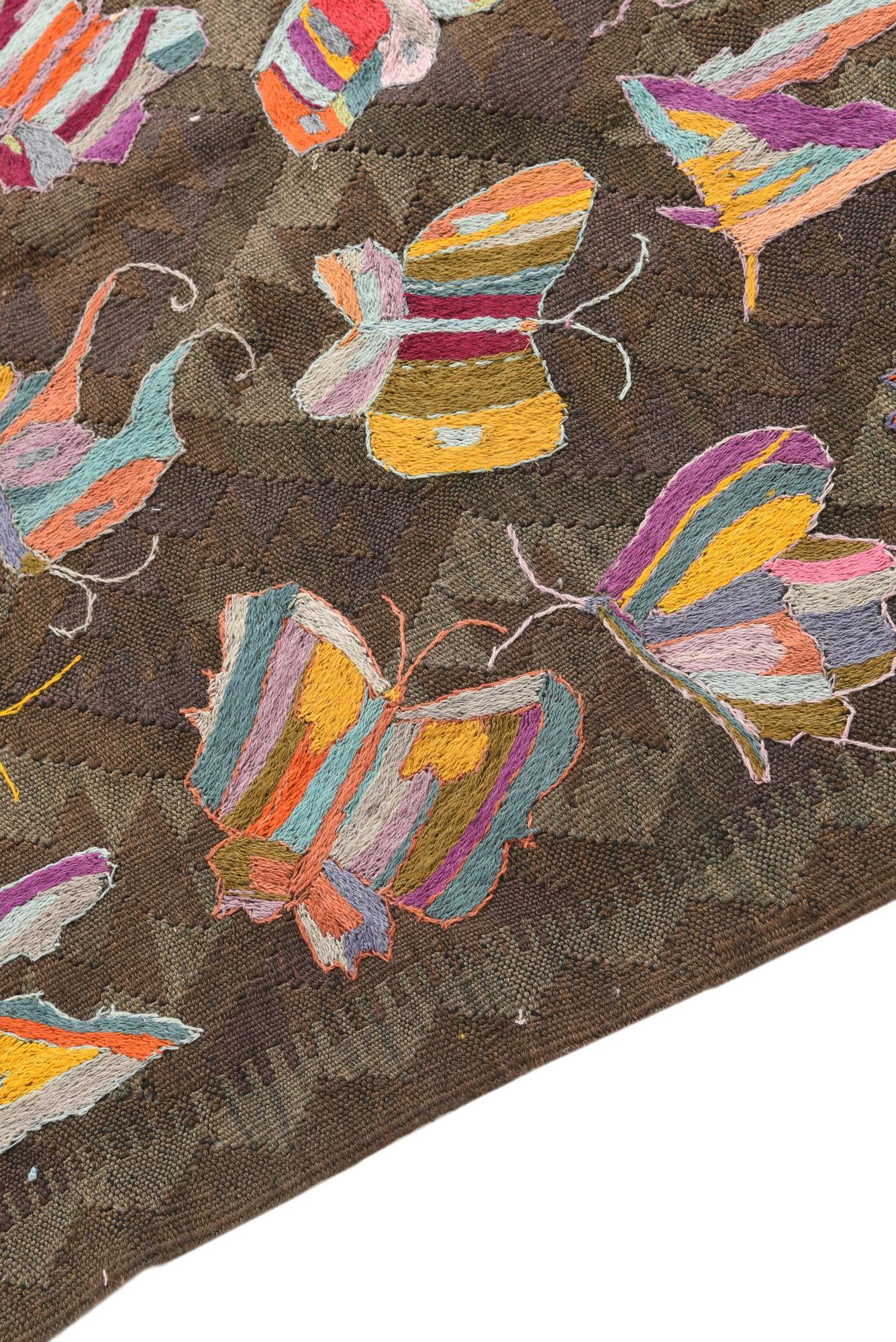 6' 4 x 9' 2 Hand Woven Kilim Suzani Wool Rug
