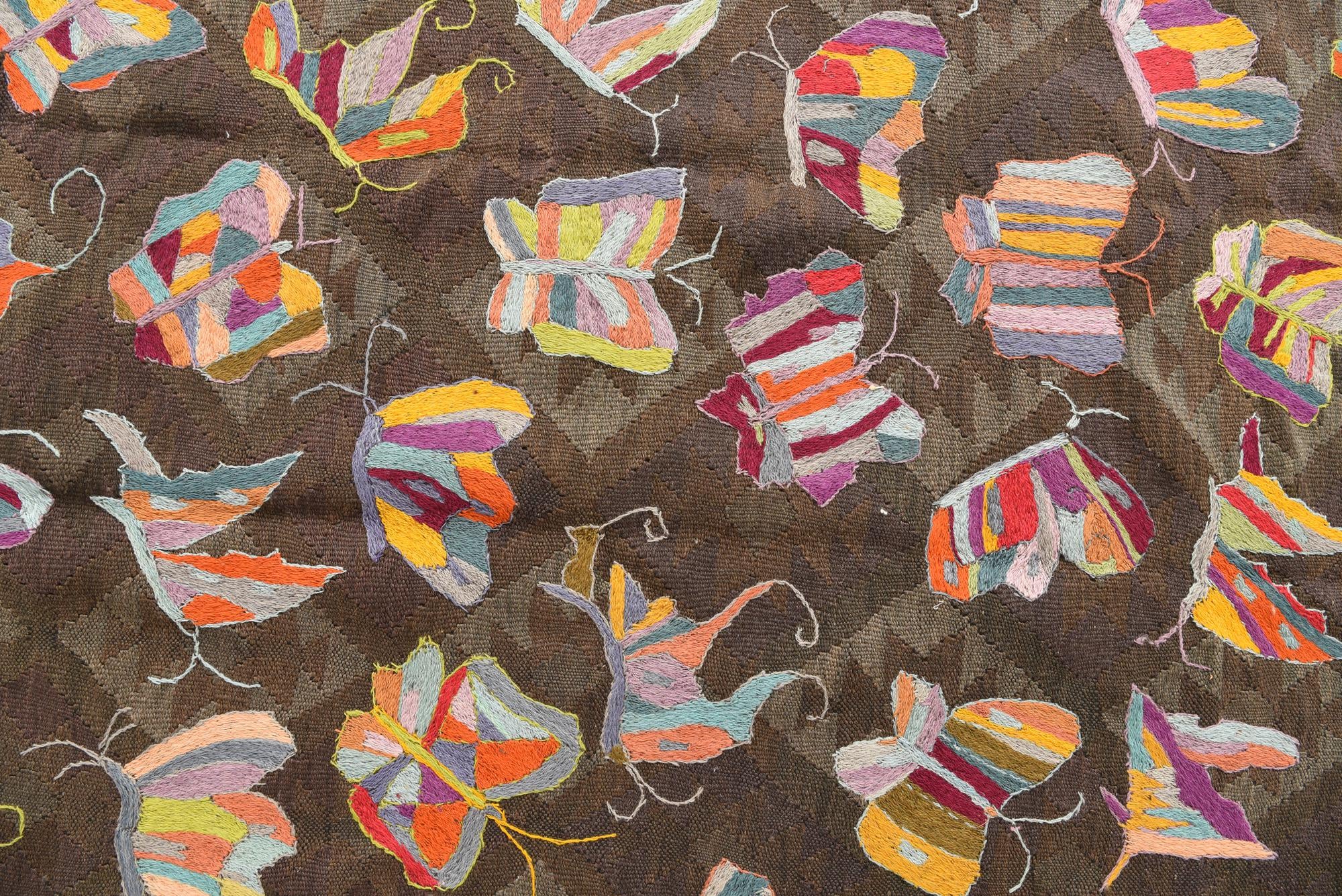 6' 4 x 9' 2 Hand Woven Kilim Suzani Wool Rug