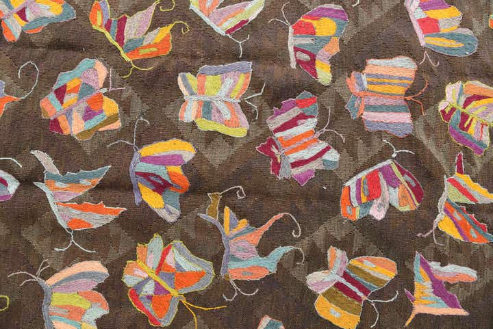 6' 4 x 9' 2 Hand Woven Kilim Suzani Wool Rug