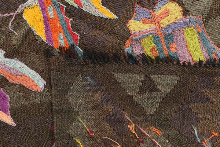 6' 4 x 9' 2 Hand Woven Kilim Suzani Wool Rug