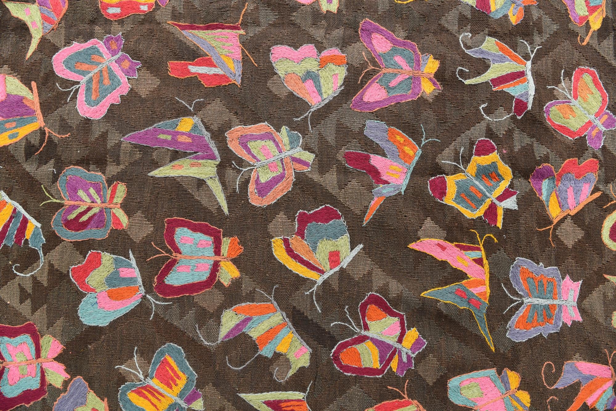 6' 6 x 9' 5 Hand Woven Kilim Suzani Wool Rug