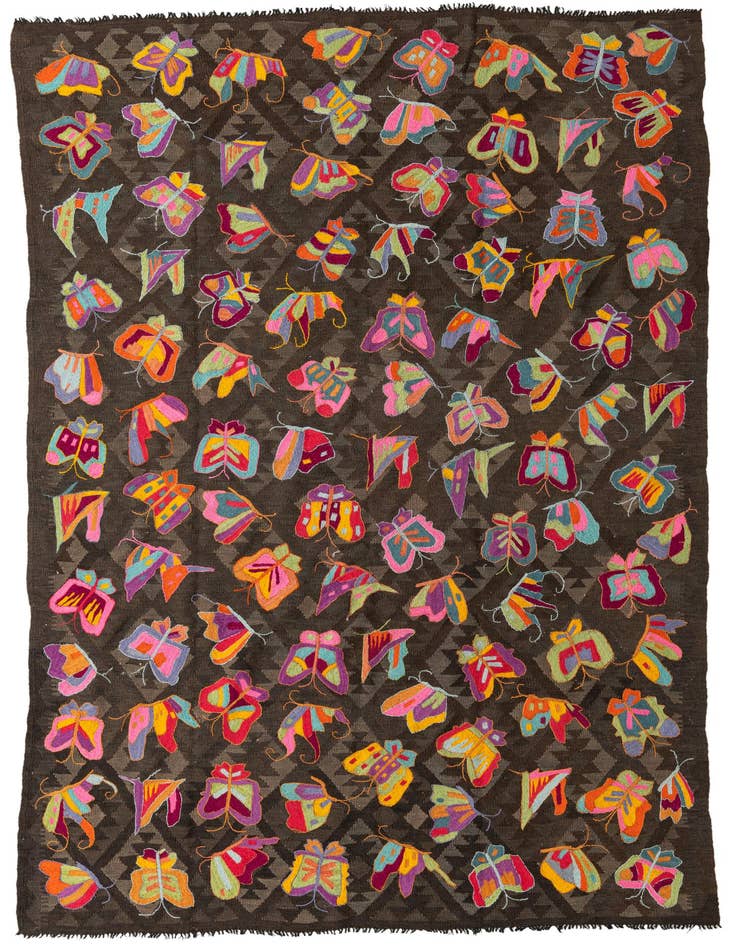 Detail image of 6' 6 x 9' 5 Hand Woven Kilim Suzani Wool Rug