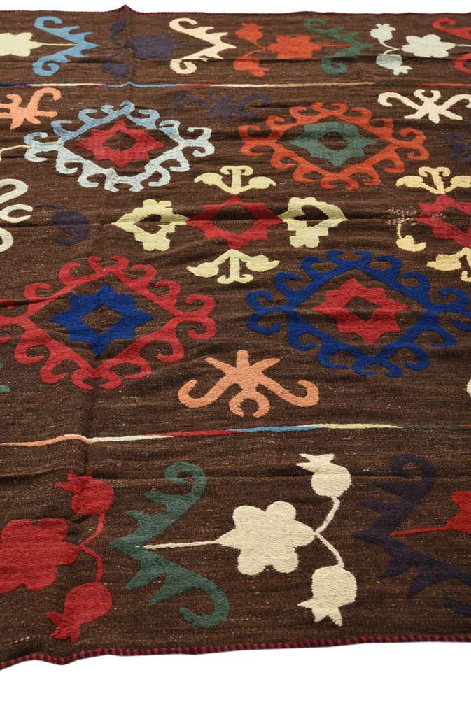 6' 4 x 9' 3 Hand Woven Kilim Suzani Wool Rug