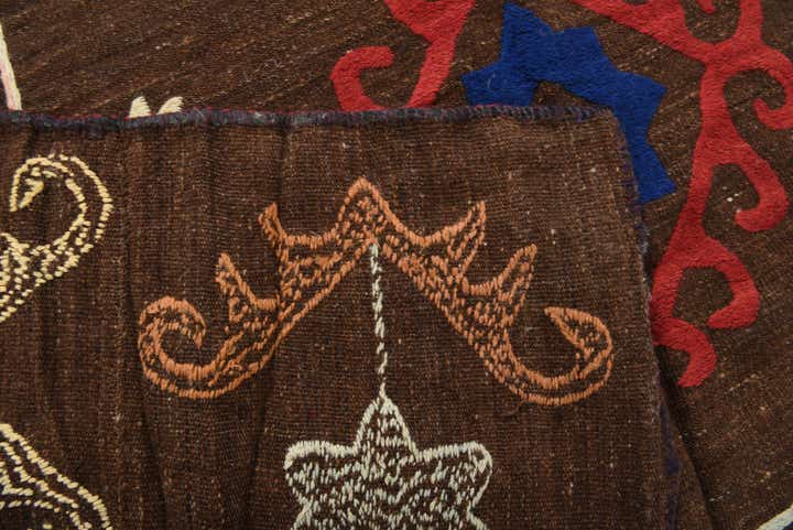 6' 4 x 9' 3 Hand Woven Kilim Suzani Wool Rug