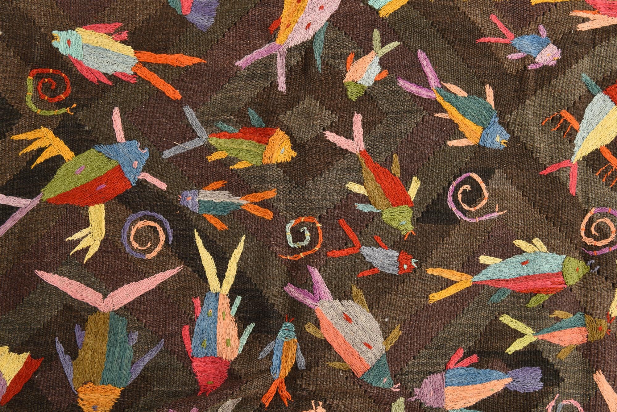 4' 10 x 6' 1 Hand Woven Kilim Suzani Wool Rug
