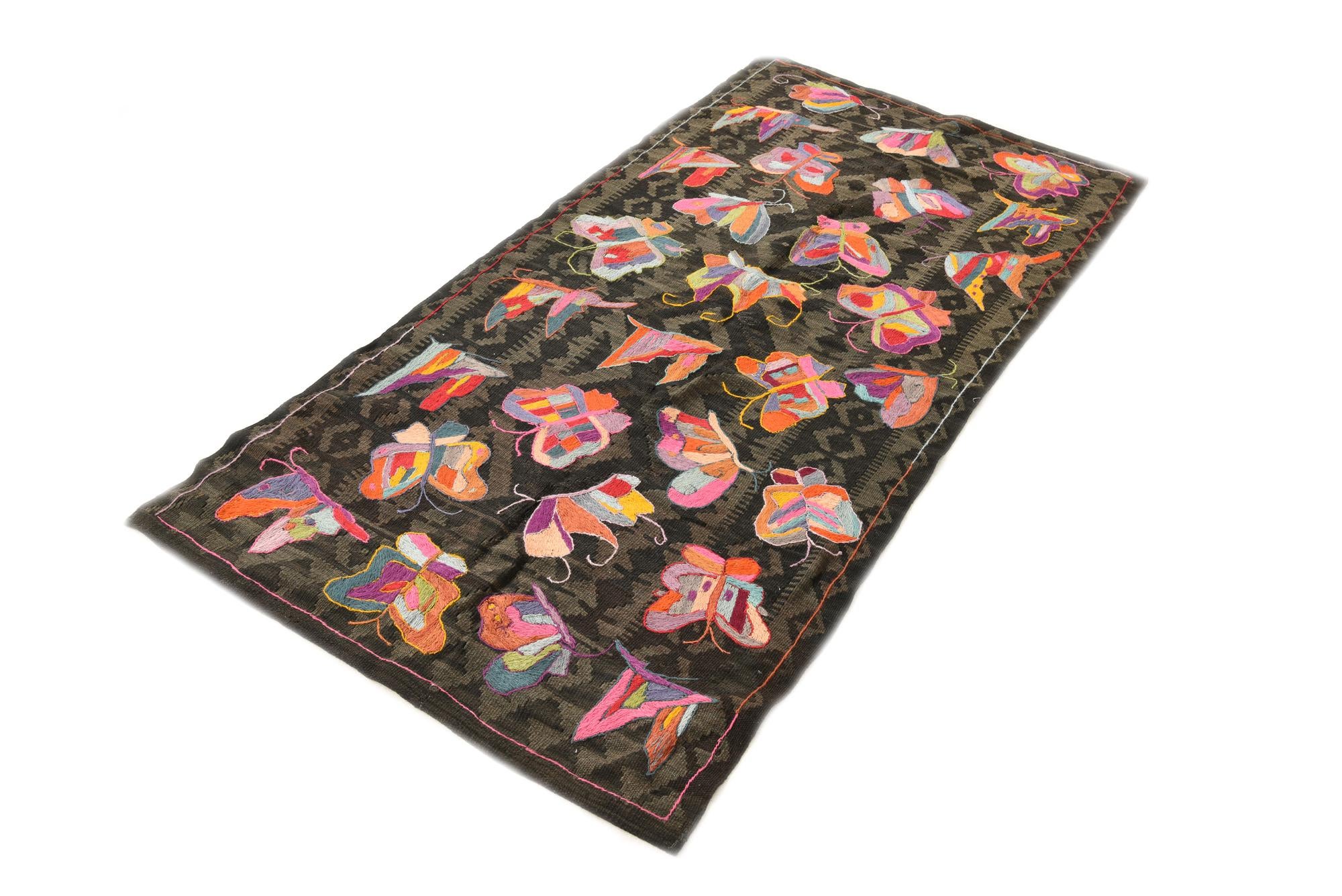 3' 1 x 6' 3 Hand Woven Kilim Suzani Wool Rug