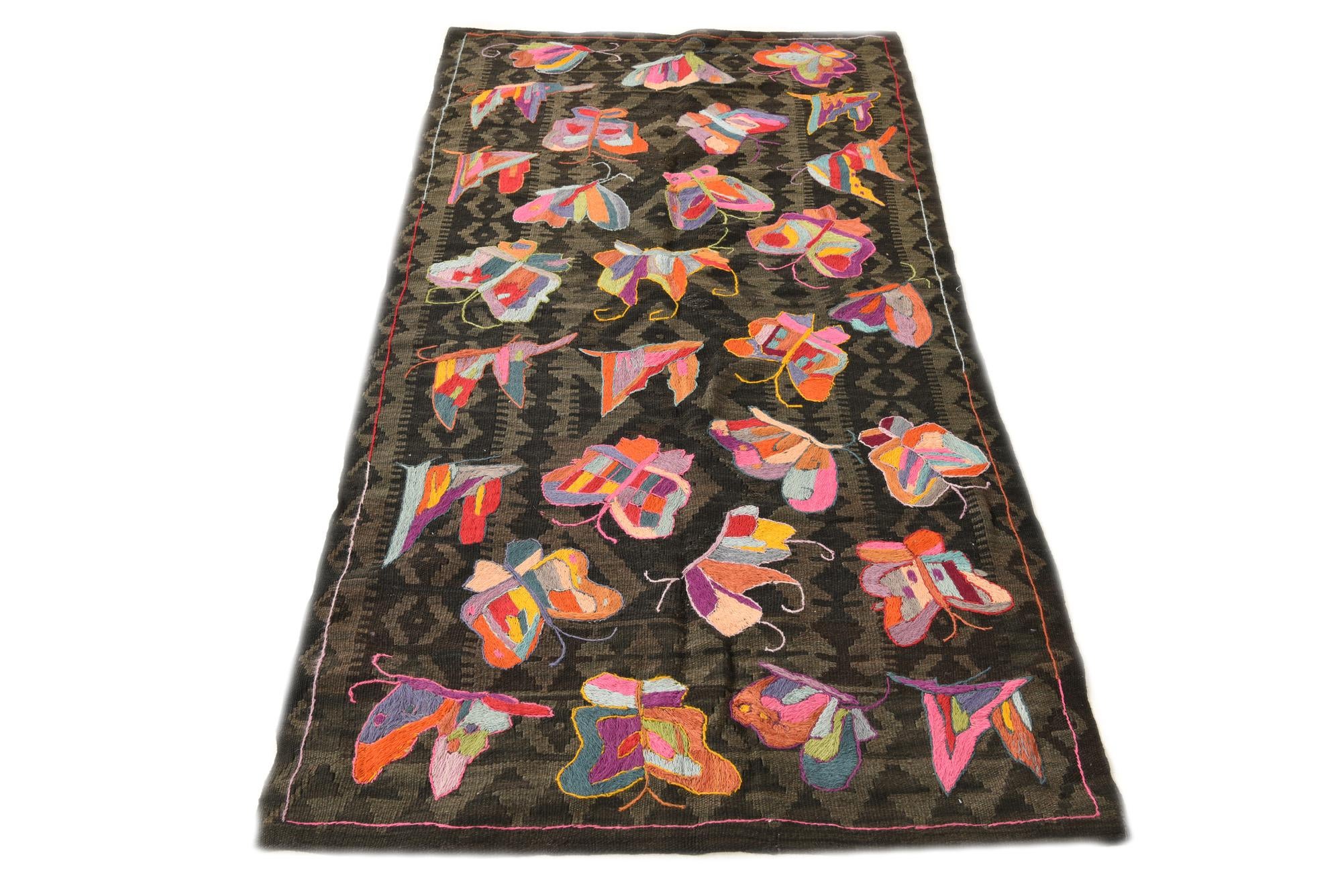 3' 1 x 6' 3 Hand Woven Kilim Suzani Wool Rug