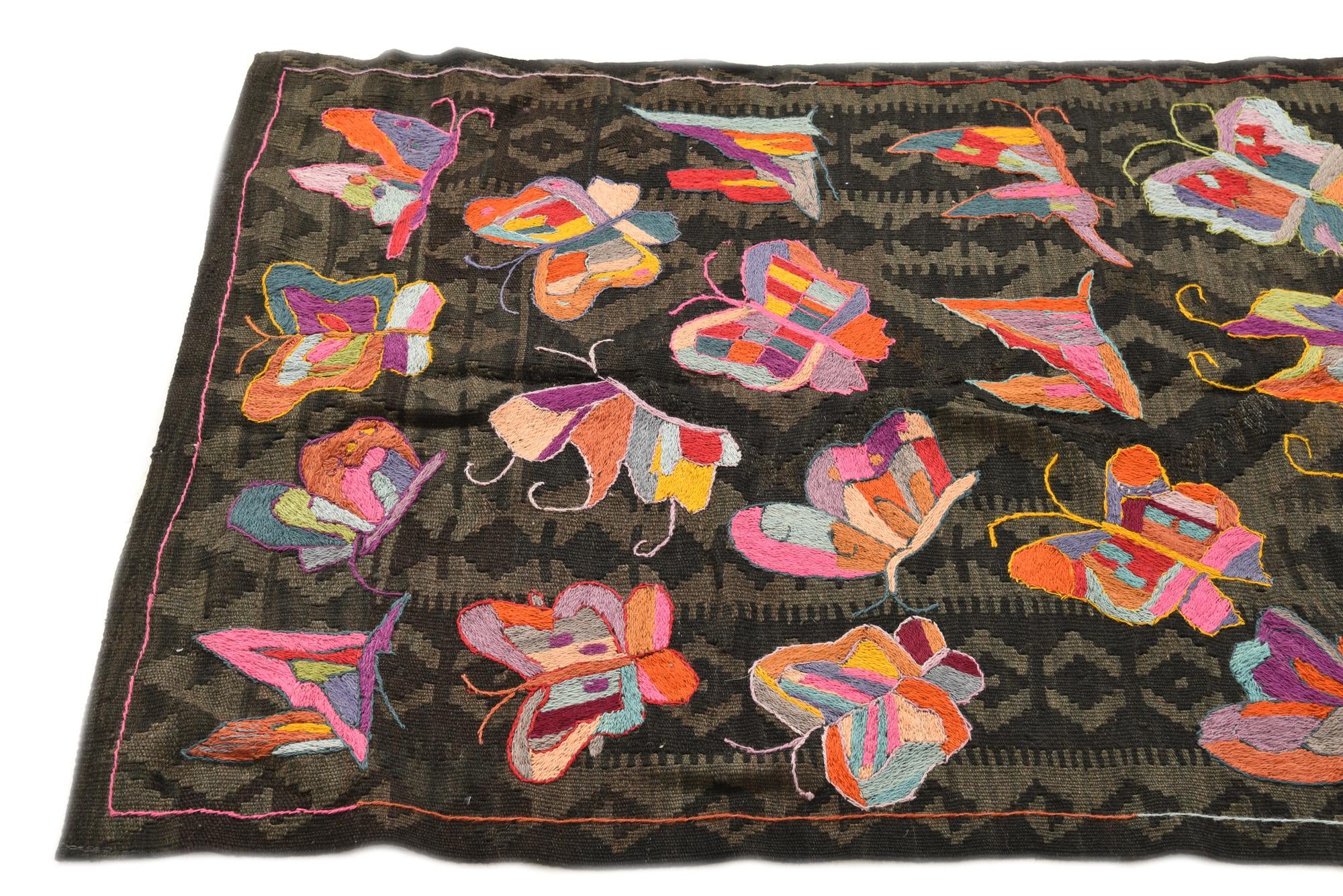 3' 1 x 6' 3 Hand Woven Kilim Suzani Wool Rug