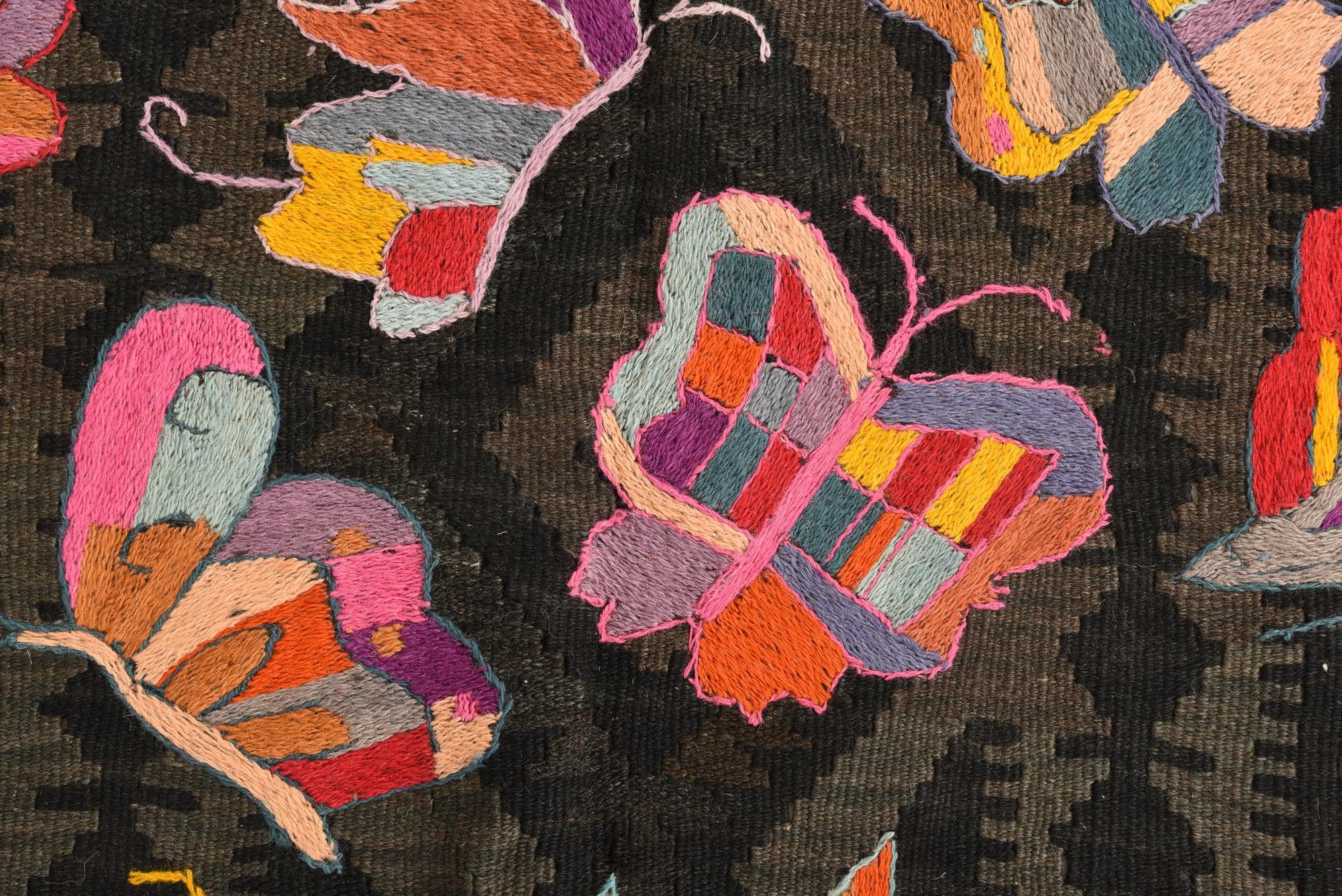 3' 1 x 6' 3 Hand Woven Kilim Suzani Wool Rug