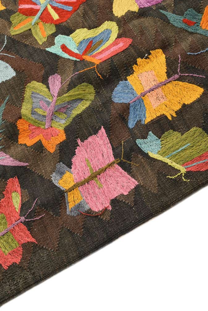 5' 3 x 7' 4 Hand Woven Kilim Suzani Wool Rug