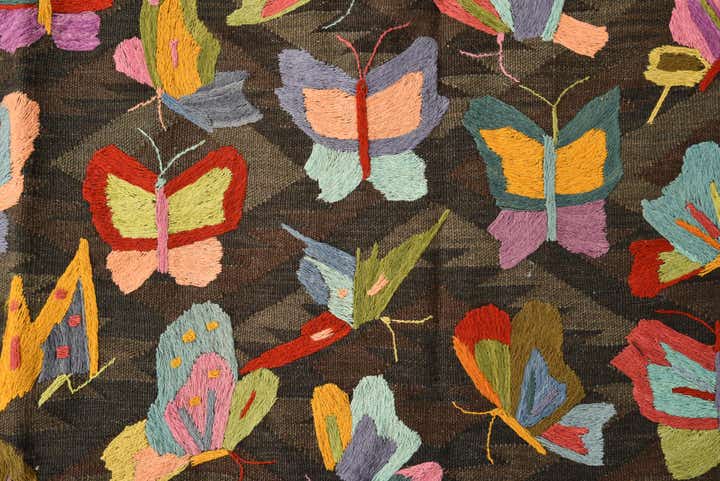 5' 3 x 7' 4 Hand Woven Kilim Suzani Wool Rug