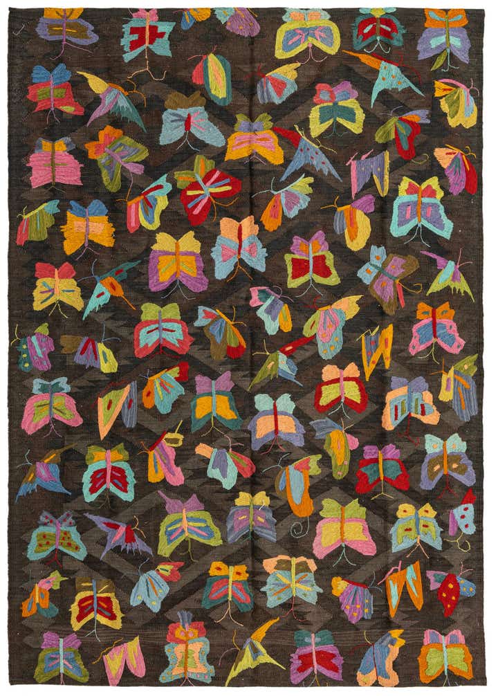 5' 3 x 7' 4 Hand Woven Kilim Suzani Wool Rug