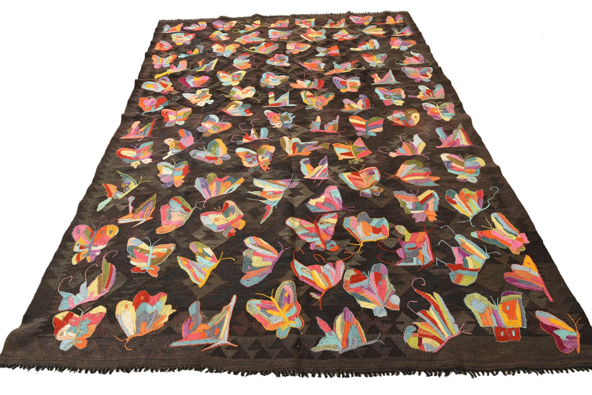6' 4 x 9' 5 Hand Woven Kilim Suzani Wool Rug