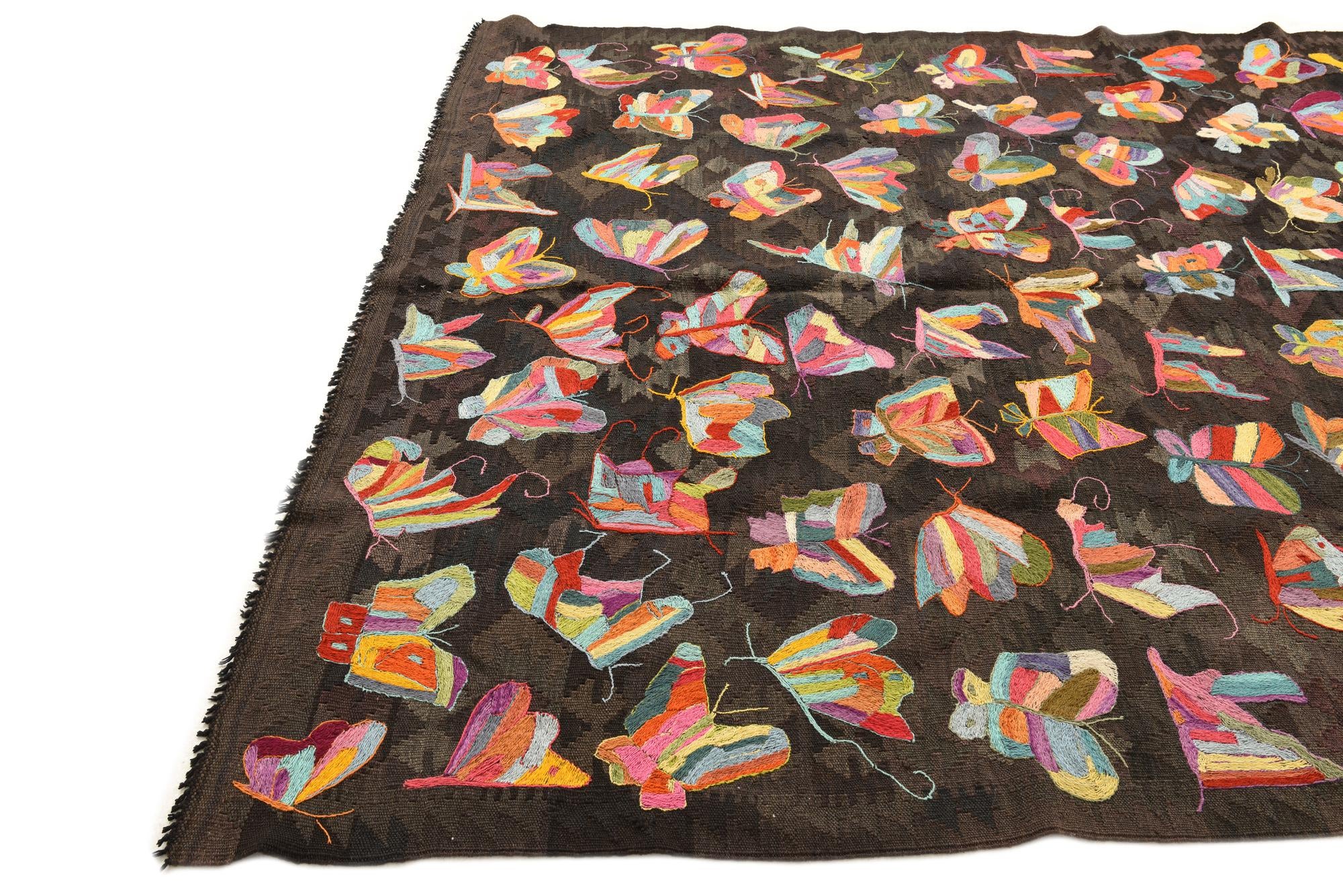 6' 4 x 9' 5 Hand Woven Kilim Suzani Wool Rug