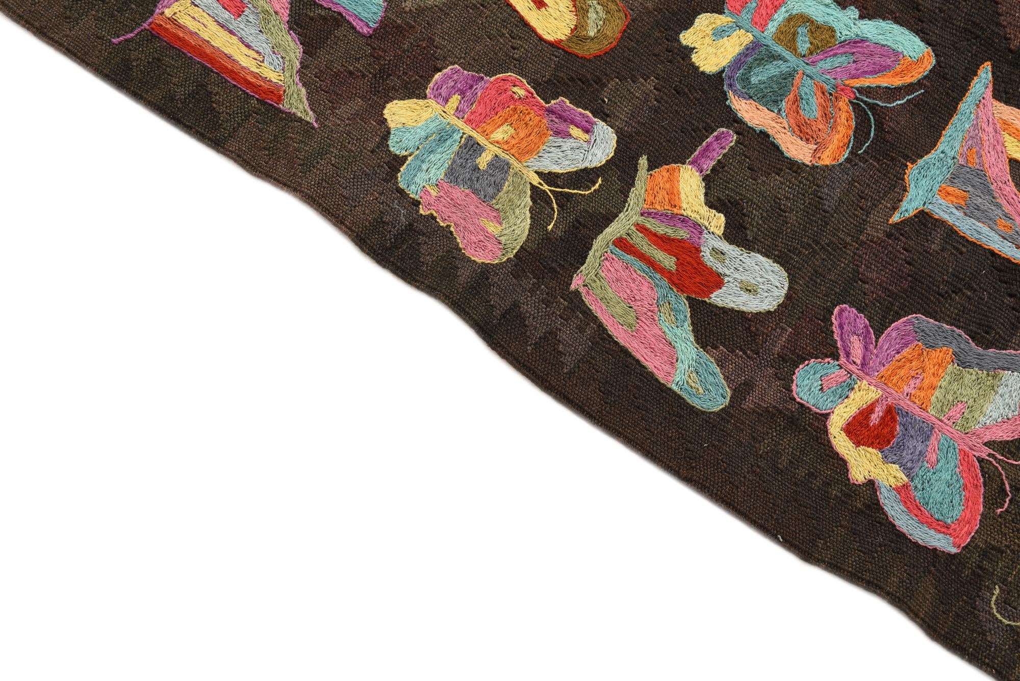 6' 4 x 9' 5 Hand Woven Kilim Suzani Wool Rug